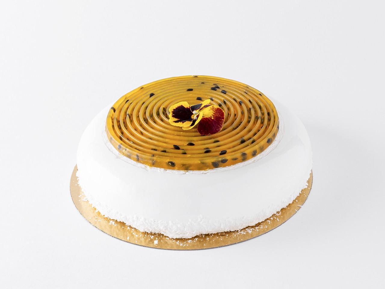 Mango-Passion Fruit Mousse Cake